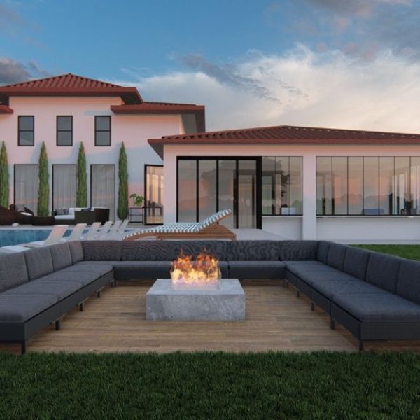 fire pit of new construction home render